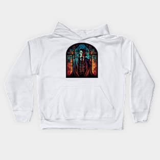 Dracula Stained Glass w/Background Kids Hoodie